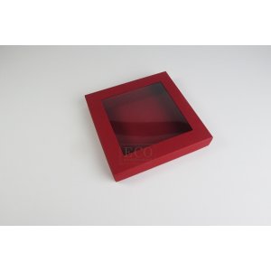 Pudełko 160x160x25mm - czerwone z okienkiem