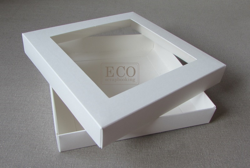 Pudełko 160x160x25mm - kremowe z okienkiem